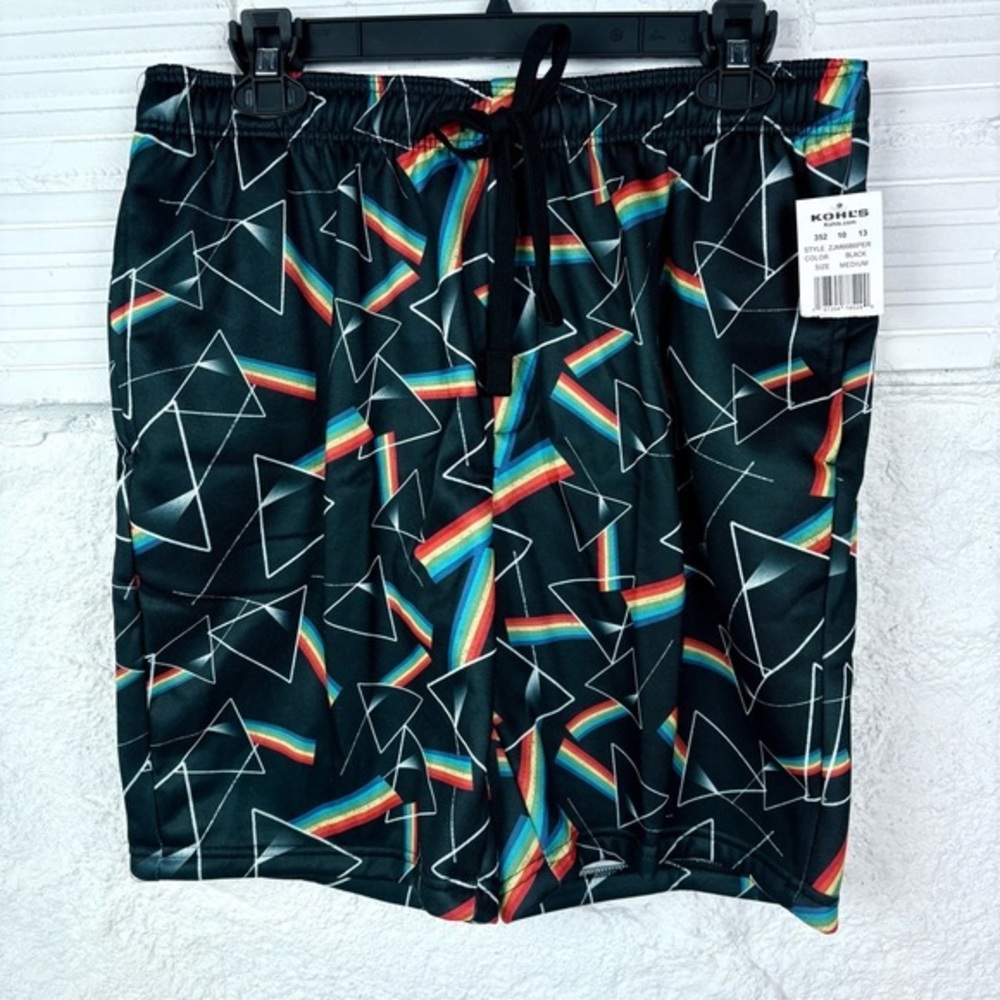 NWT PINK FLOYD black triangle rainbow fleece sleep shorts size medium
